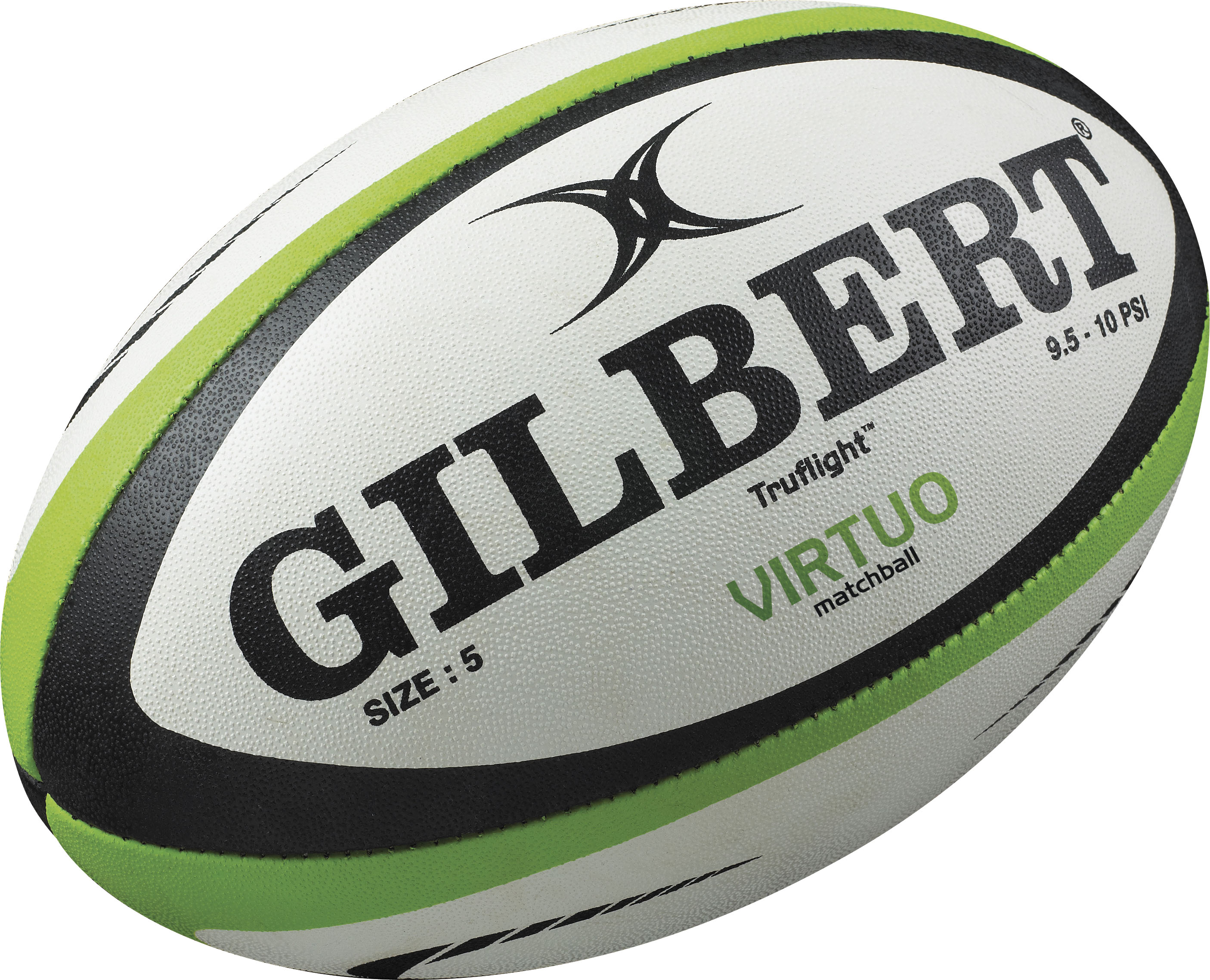 Ballon Rugby Gilbert - Virtuo Généric Noir/vert- Gladiasport