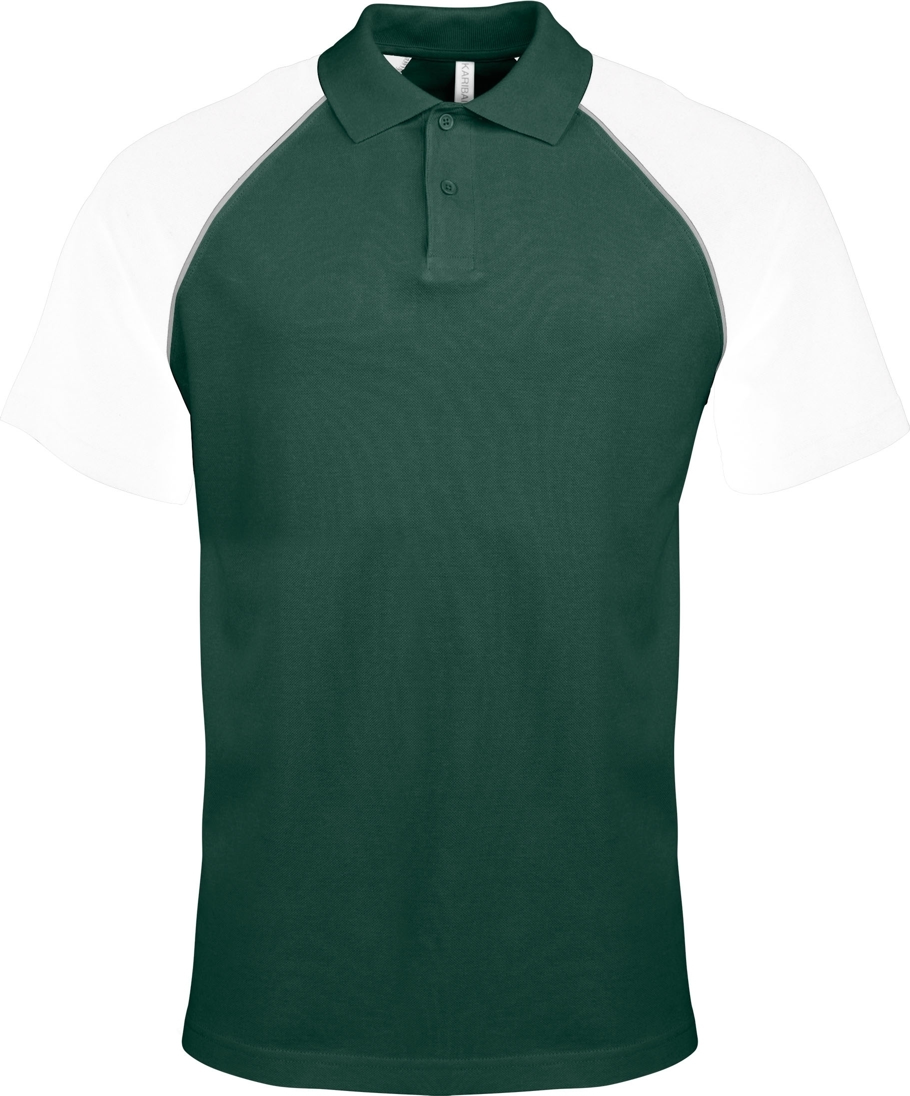 POLO BASE BALL MANCHES COURTES Forest Green / White Vert